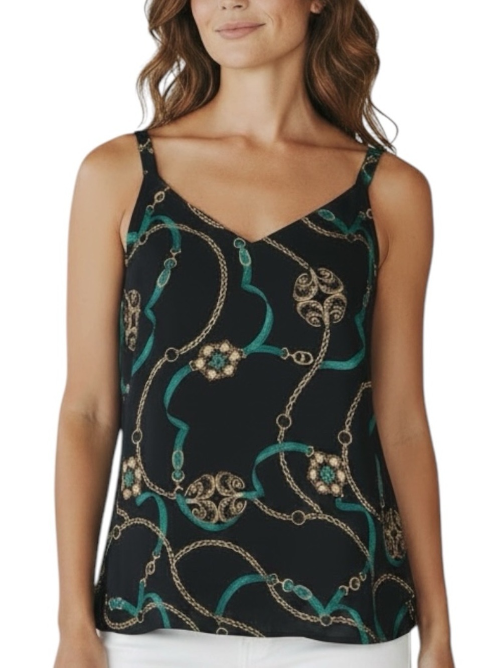 NWT WHITE HOUSE BLACK MARKET Black Printed Reversible Tank Top Size Medium